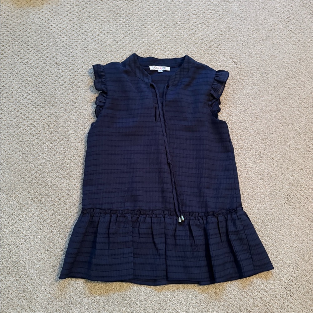 Joy Joy Navy Ruffle Blouse